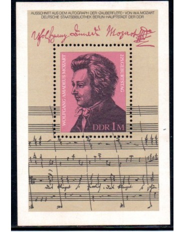 Alemanha DDR Bloco de Wolfgang  Amadeus Mozart 37.062 Novo