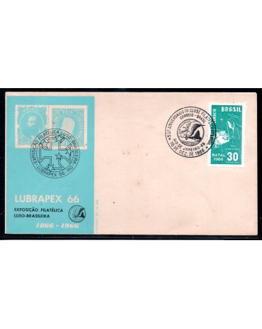 1966 FDC Lubrapex 66,Exposição Filat´lica Luso-Brasilera 1866/1966 Natal -RJ 37.066 Peça Bastante Escassa