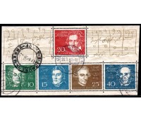 Alemanha Bundespost 1959 Compositores 37.087 Destacado do Bloco,carimbado