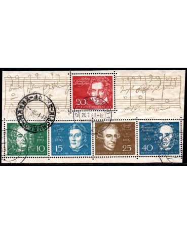 Alemanha Bundespost 1959 Compositores 37.087 Destacado do Bloco,carimbado