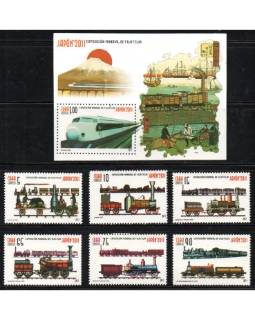 Locomotivas Cuba 2011 Exposição Mundial de Filatelia no Japão 37.110 Mint