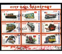 Locomotivas Ruanda 2009 Conjunto com 9 selos 37.164 Carimbo CTO