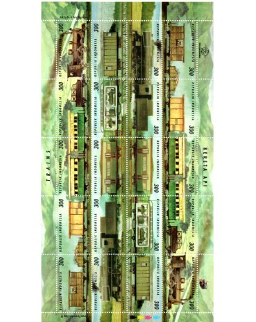 Locomotivas Indonésia 1998 Folha com 20 selos novos com goma 37.168