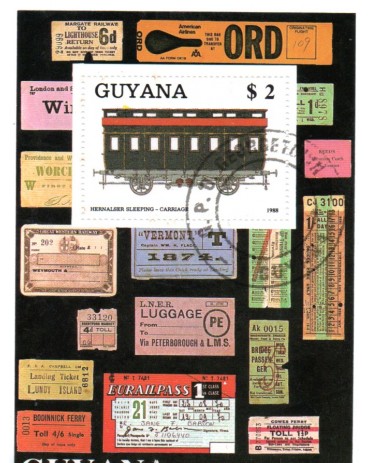 Locomotivas Guiana 1988 - 37.177 Carimbo CTO com goma