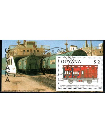 Locomotivas Guiana 1988 -  37.178 Carimbo CTO com goma total