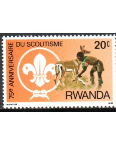 Escotismo Ruanda 1983 75º Aniversário do Escotismo 20c - 37.242 Mint