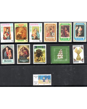 Lote tema Natal com 12 selos mint vários países 37.752
