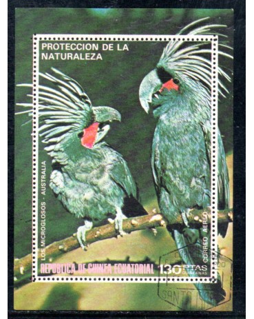 República da Guiné Equatorial, Cacatua, bloco novo com manchas no verso 37.753