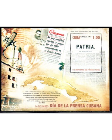 Cuba Bloco 2007 Usado,Dia da Imprensa Cubana 37.775