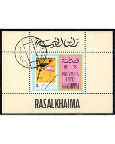 Ras Al Khaima - Osaka Expo 70 Bloco 37.804 Carimbado