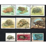 Lote com 9 selos tartarugas 37.819 Novos e Carimbados 