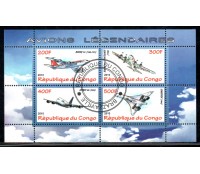 Aviação República do Congo,Bloco com 4 selos carimbo CTO 37.836