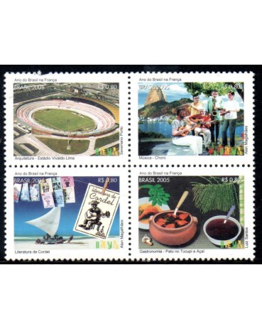 C2614,2615,2616,2618  4 selos Ano do Brasil na França 37.855 mint