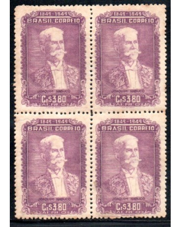1949 A074 Centenário do Nascimento de Joaquim Aurélio Nabuco de Araujo 37.881 Nova com goma e pontos de oxidação na goma