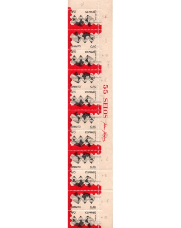 C795, A,B,C,D, Dia do Selo, Tira com 11 selos 37.909 mint, porém existe inscrições com lapis  37.909