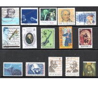 Músicas/Musicos/ Compositores Lote com 15 selos mint, novos e carimbados 37.953