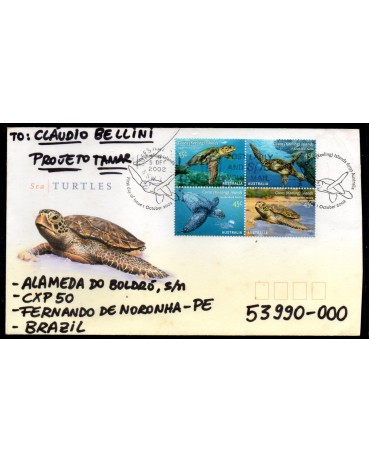 Ilhas Cook "Austrália" 2002 Carta Circulada Para Fernando de Noronha - PE 38.053