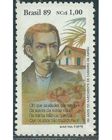 C1654 - DIA DO LIVRO - CASIMIRO DE ABREU  1989  MINT 3967