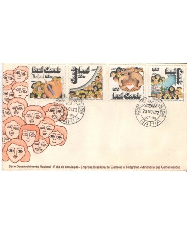 FDC009 -72 RARÍSSIMO - DESENVOLVIMENTO NACIONAL - MARCAS DE FERRUGEM NO VERSO 4570