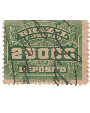 D-05 DEPÓSITO CIFRA HORIZONTAL 2$000 RÉIS VERDE CARIMBADO 4655