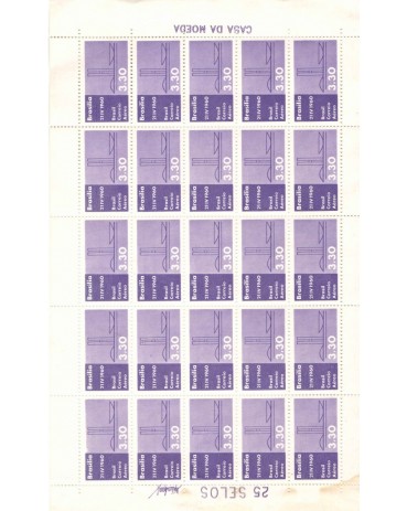 1960 - FOLHA   25 SELOS   Nº A93 SENDO TODOS COM GOMA, MANCHAS NA  FRENTE