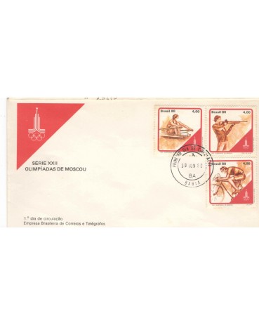 FDC202/1980 OLIMPÍADAS DE MOSCOU - CARIMBO DA BAHIA 5793, Carimbos do CE/BA/SP.