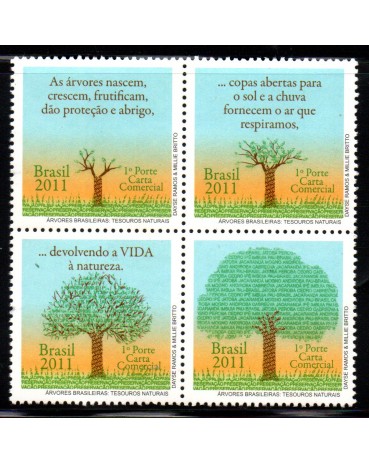 C3129/3132 ARVORES BRASILEIRAS - Selos do Bloco MNT 6743 