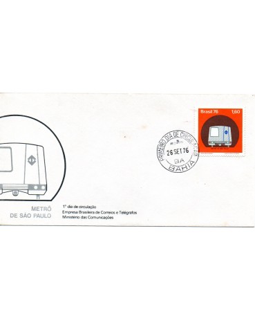 FDC 104/1976 METRÔ DE S.PAULO , PONTOS  FERRUGEM CARIMBO BA 6766