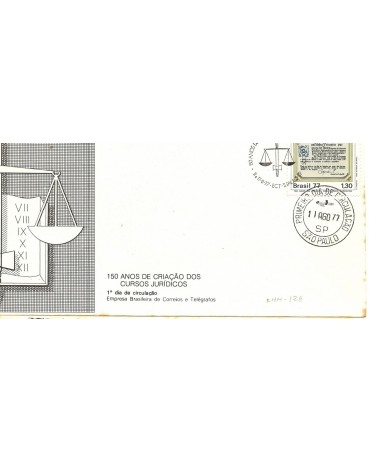 FDC 128/1977  CURSOS JURÍDICOS,PEQUENOS PONTOS DE FERRUGEM 6770