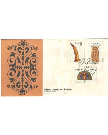 FDC195  ANO 1980  ARTE INDÍGENA  CARIMBO BA -FC07048 SEM MANCHAS, O ENVELOPE É OUTRO