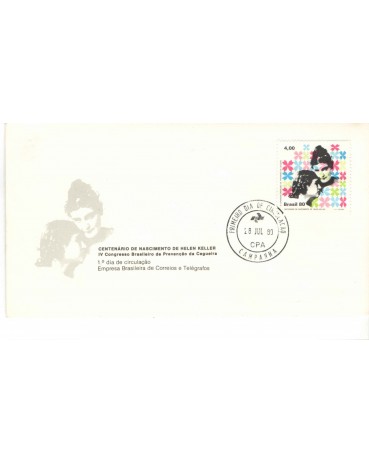 FDC204  ANO 1980  HELEN KELLER  - 7053 Com Manchas