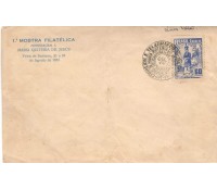 1953 ENVELOPE RARO, 1ª MOSTRA FILATÉLICA EM FEIRA DE SANTANA-BA, HOMENAGEM Á MARIA QUITÉRIA  21/08/53, CONTÉM UMA LEVE DOBRA, NO VERSO INFORMAÇÕES SOBRE A CIDADE 7228