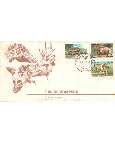 FDC255/82 FAUNA BARSILEIRA, CONTÉM MANCHAS FC07305 CARIMBO MG