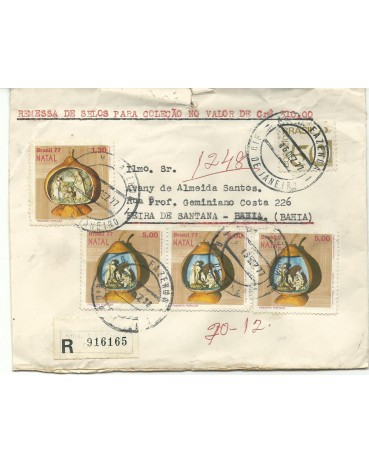 1977 Natal  CIRCULADO COM REGISTRO 916165 TEMA NATAL, UM CORTE BA PARTE SUPERIOR, DATADO DE 16/12/77 - 7997