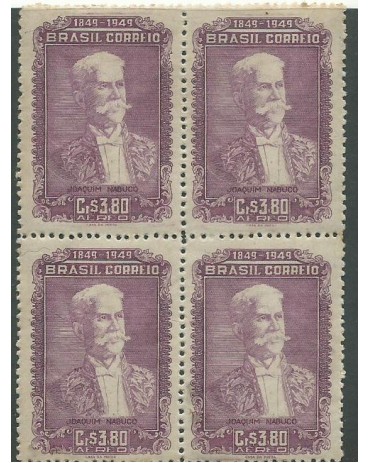 A074 1949 Centenário do Nascimento de Joaquim Aurélio Barreto Nabuco de Araújo Quadra nova com goma 8840