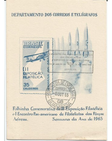 Folhinha Oficial FO-22 3ª Exp. Filatélica Panamericano - Semana da Asa  (8-10-1965)  9152